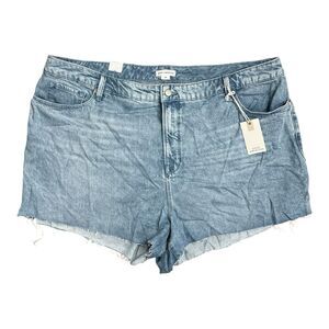 Good‎ American Shorts Womens 18 Blue Cut Off Light Wash Soft Raw Hem Classic